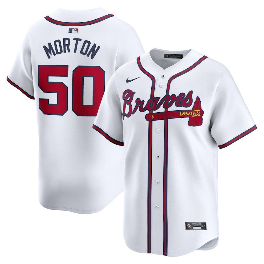 Men Atlanta Braves #50 Charlie Morton Nike White Home Limited Player MLB Jersey